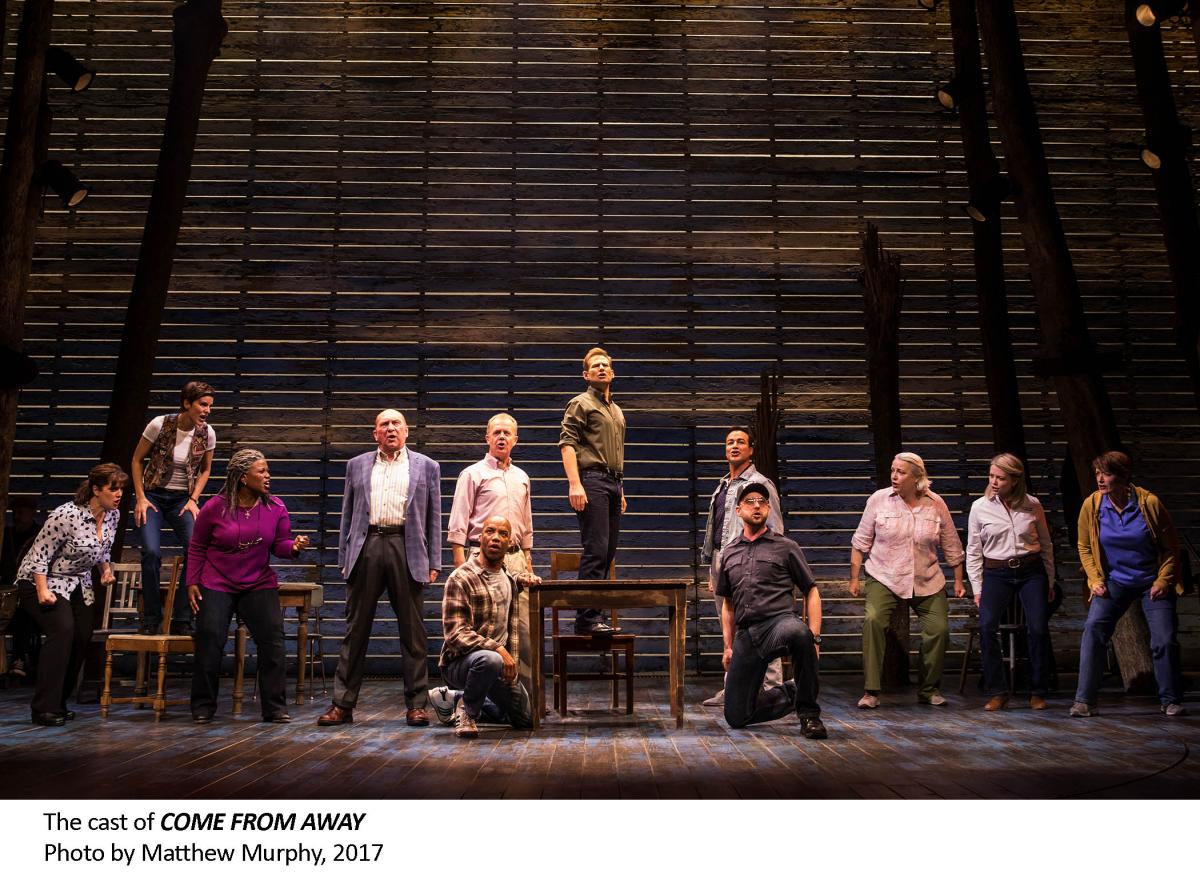 The cast from Come From Away. Photo by Matthew Murphy.