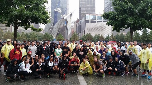 Participants in the 2014 Pike Hike at the 9/11 Memorial Plaza.  