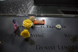 Reese's tribute for Robert Fazio at the 9/11 Memorial. Photo by Amy Dreher.