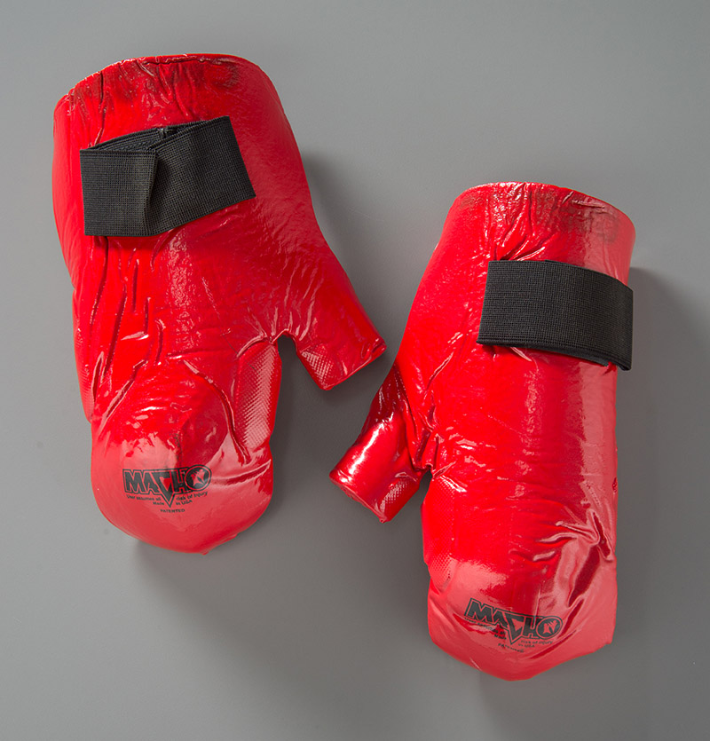 Carlos R. Lillo’s sparring gloves are now on view in the Memorial Exhibition at the 9/11 Memorial Museum. Photo by Michael Hnatov.