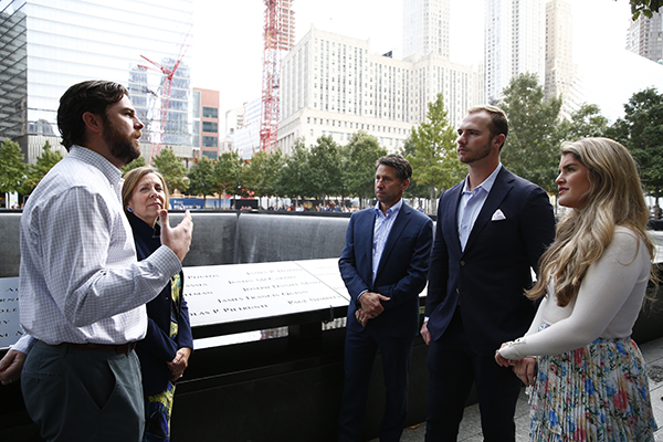 Pete Alonso visits the 9/11 Memorial.