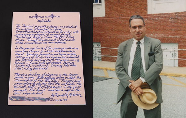 A poem handwritten by Ronald Keith Milstein (Administrative Contractor, Fiduciary Trust, South Tower, 97th floor). Collection 9/11 Memorial Museum, Gift of Barbara Milstein and Laurence Milstein.