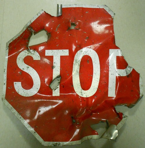 : Photo of stop sign. Collection 9/11 Memorial Museum, Gift of Justin M. Spivey.