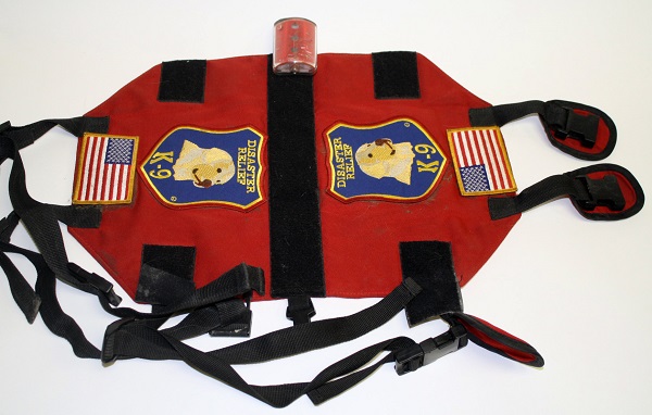 Dog vest worn on the 9/11 rescue and recovery site. Collection 9/11 Memorial Museum, gift of Frank Shane and K-9 Partner "Nikie."