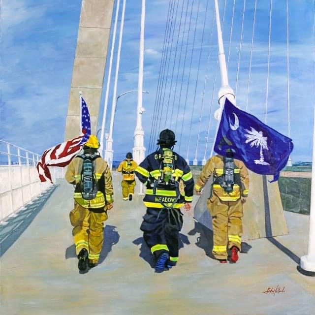 9/11 Silent Walk Charleston, SC.  Acrylic on canvas @ 36 x 36"