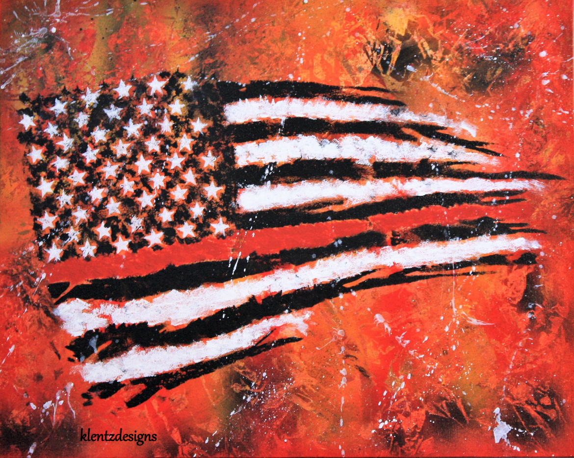 Thin Red Line acrylic on 16 x 20 canvas board