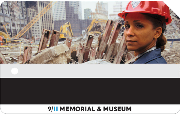 A special 9/11 Memorial & Museum–themed MetroCard features an image of a rescue and recovery worker at Ground Zero in the days after the 9/11 attacks.