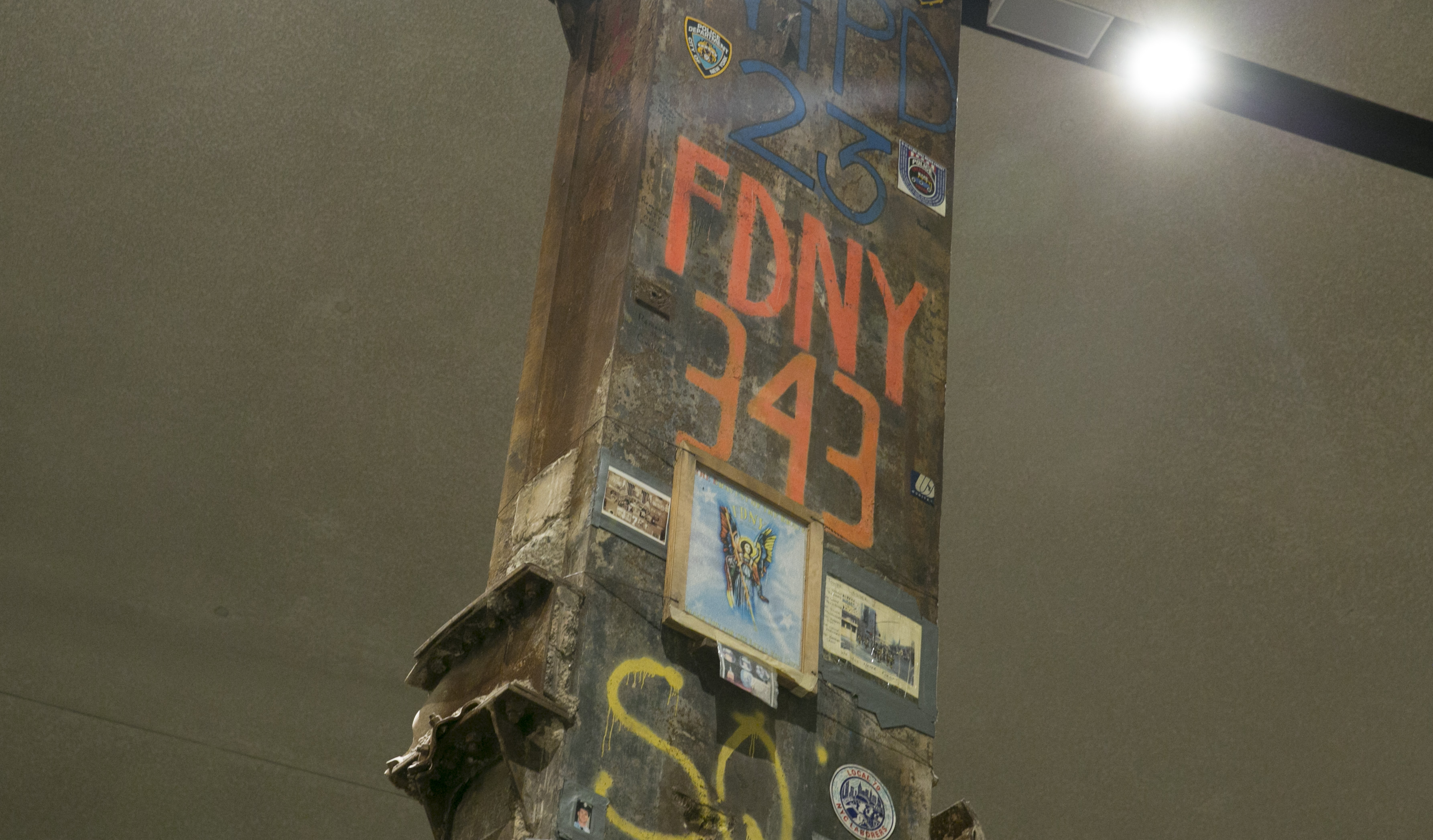 The “firefighters angel” poster is seen on the Last Column in Foundation Hall.
