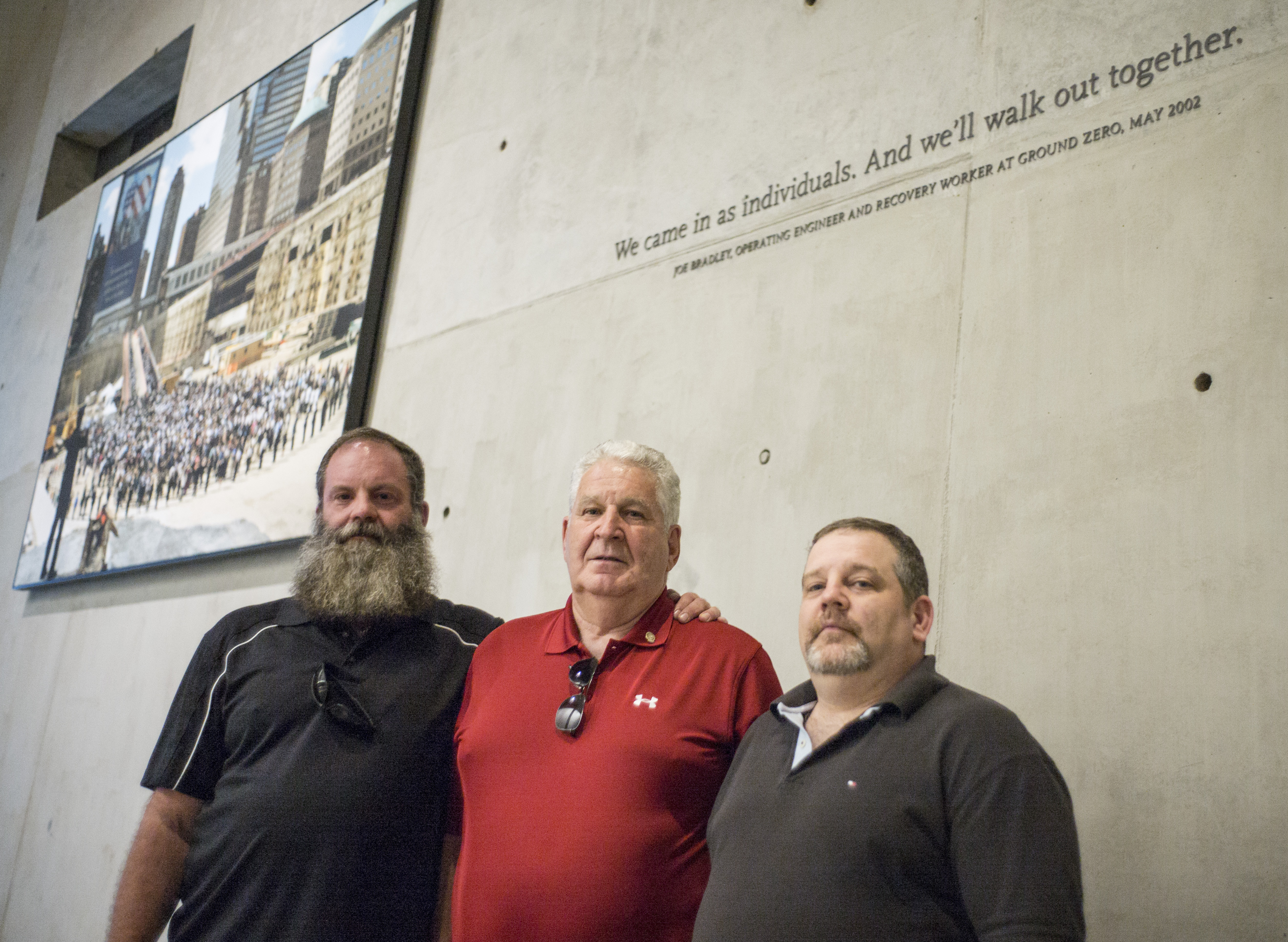 Jon, Joe and Joe Bradley Jr. visit the 9/11 Memorial Museum for a recovery worker event.