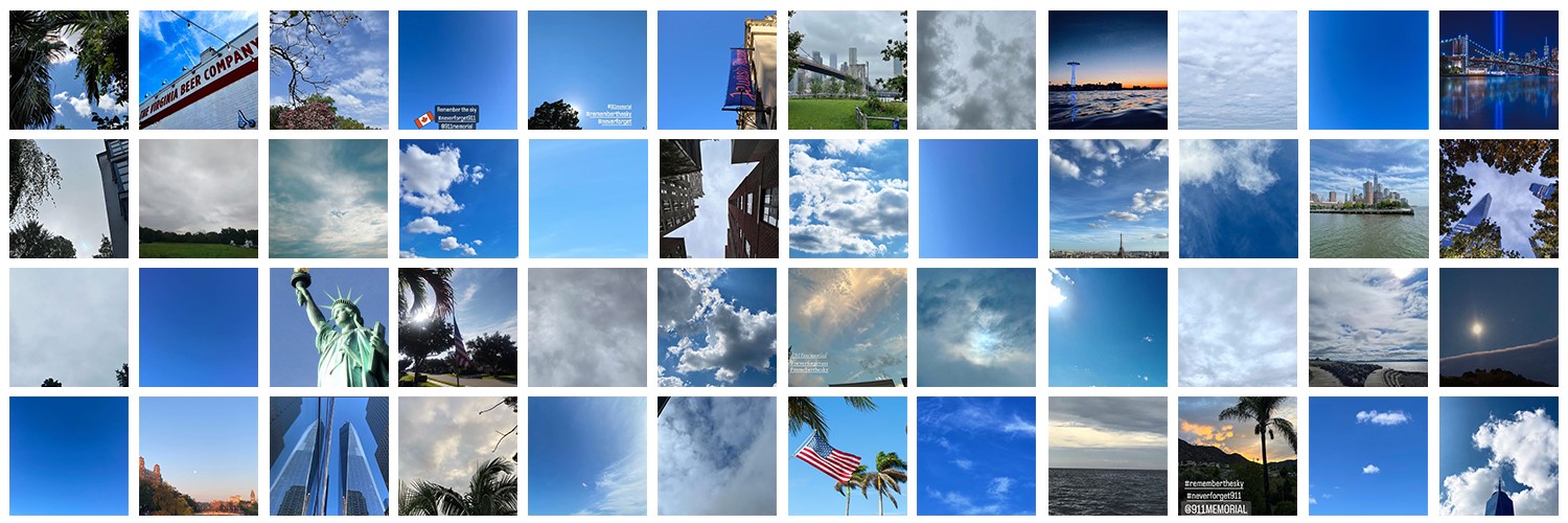 Collage of images showing skies on September 11, 2022