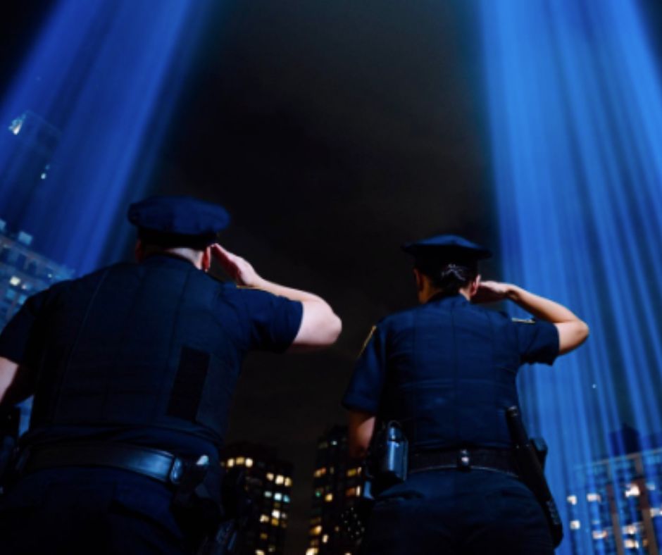 Officers salute Tribute of Light installation