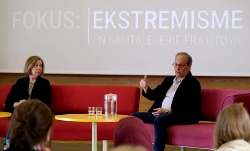 Alice M. Greenwald and Clifford Chanin at a panel in Norway