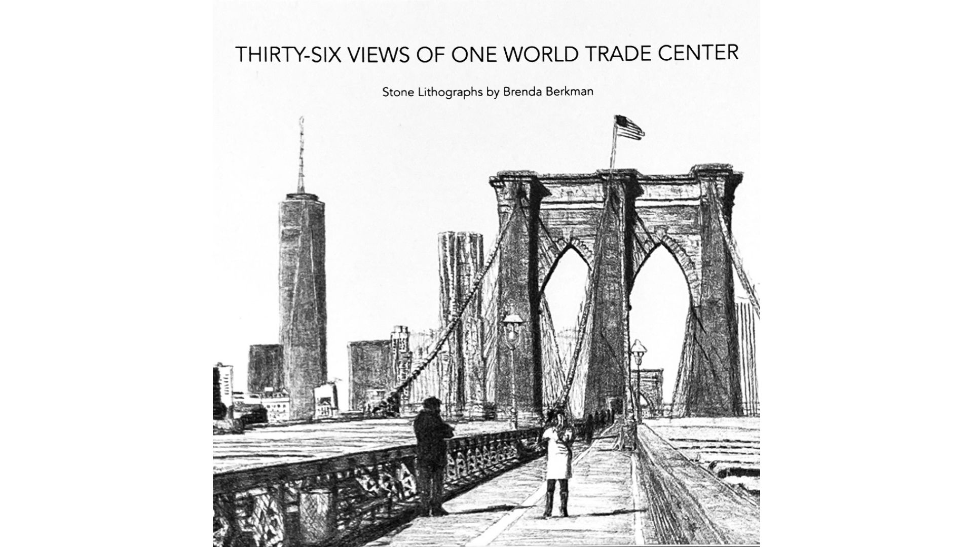 Book cover shows black and white illustration of the Brooklyn Bridge, with the lower Manhattan skyline in the background