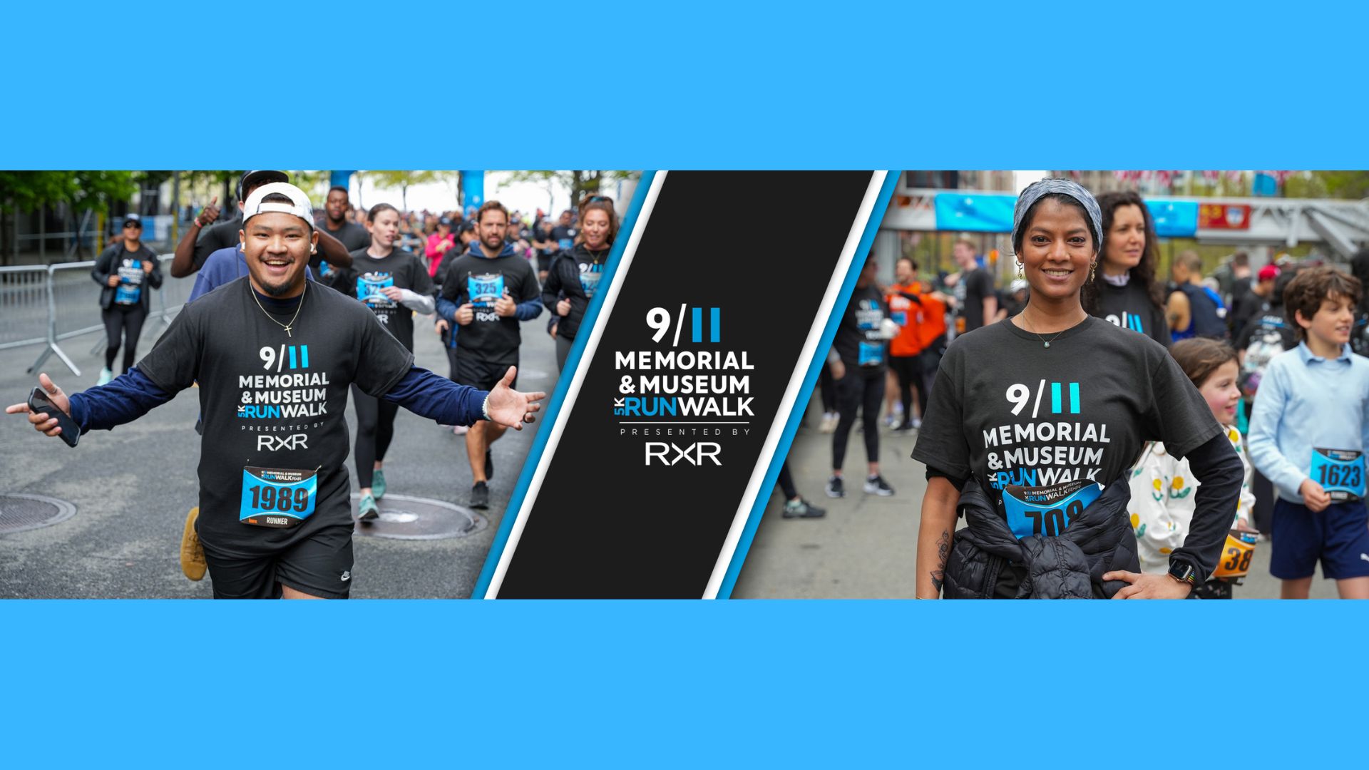 Race participants mid-race, with the 5K logo in the center