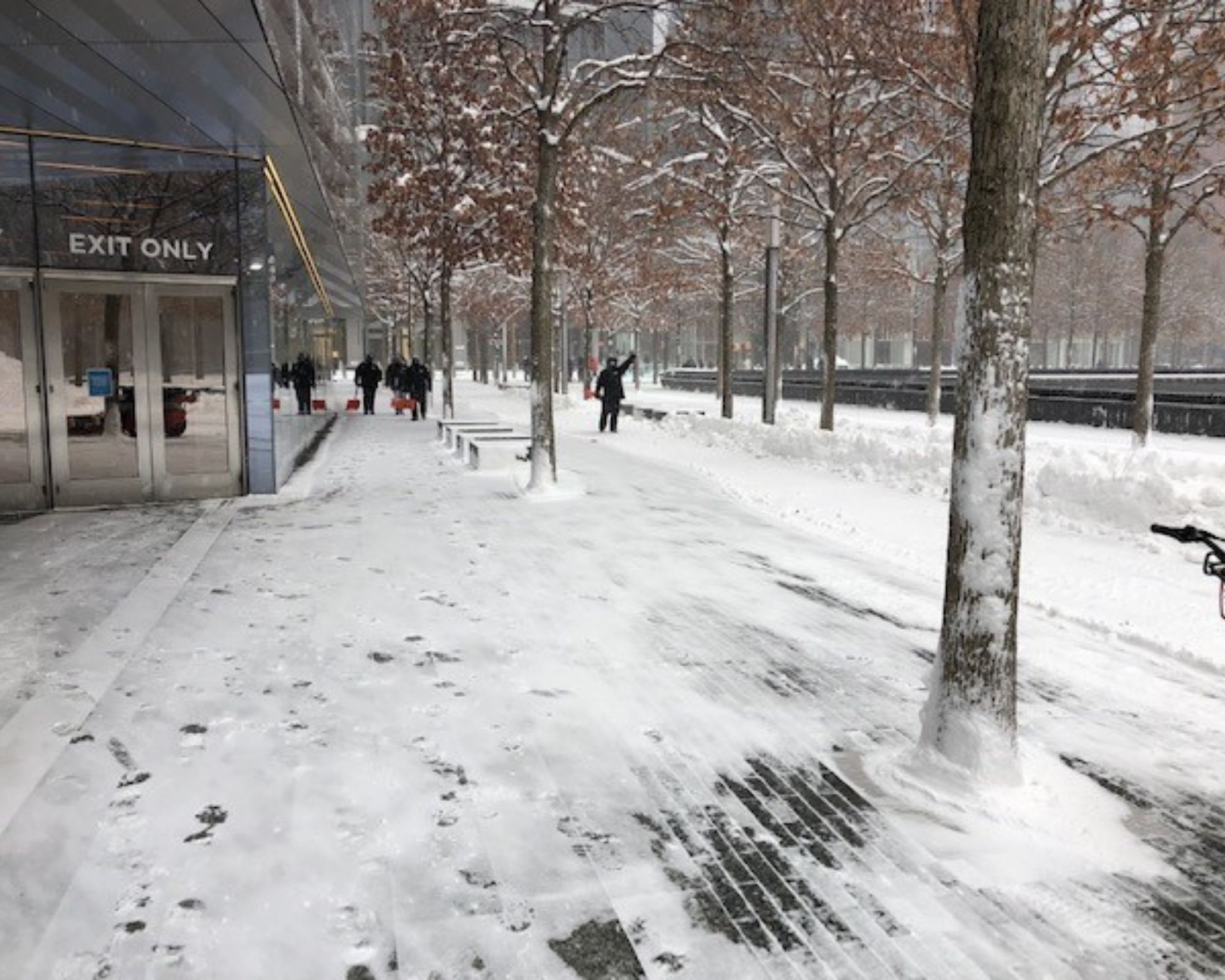 A path of cleared snow on the Memorial