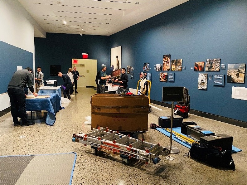 A photo of the installation of "K-9 Courage" exhibition.