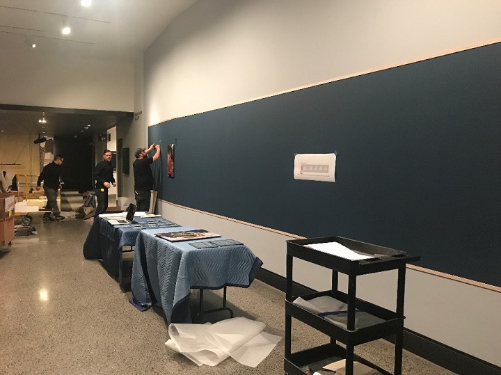 A photo of the installation of "K-9 Courage" exhibition.