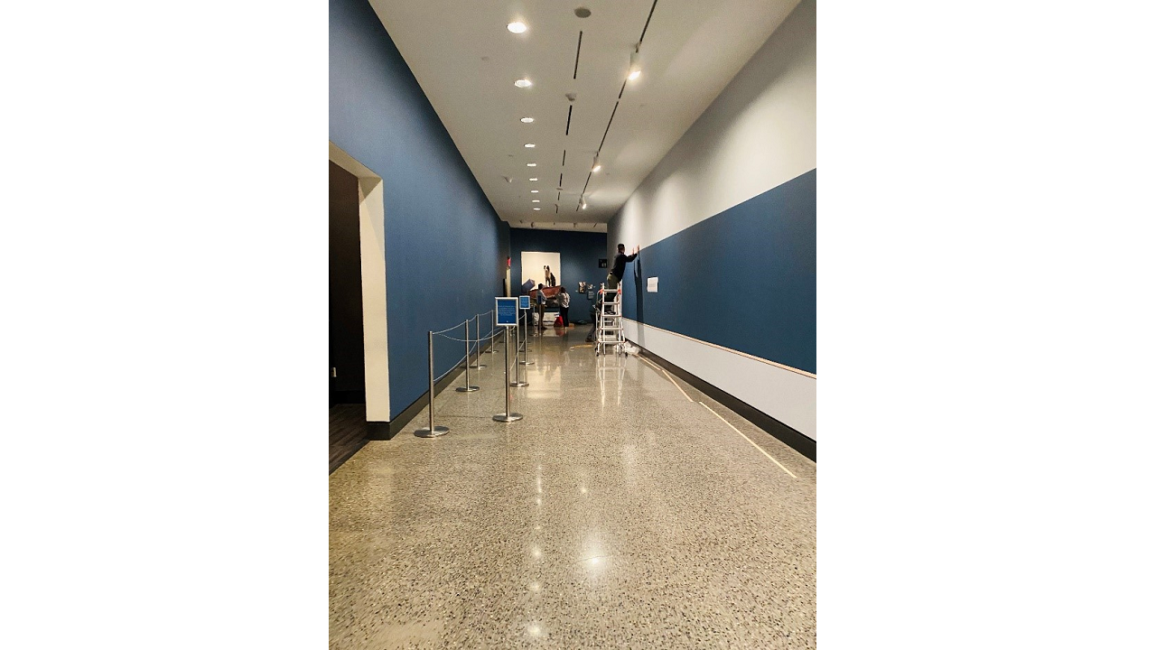 A photo of the installation of "K-9 Courage" exhibition.