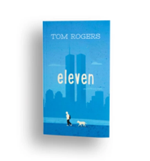 Book cover shows an illustration of the view of the Twin Towers from across the river, in shades of blue.