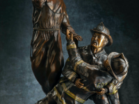 Bronze Sculpture depicting FDNY Chaplain Fr. Mychal Judge with 2 Firemen by a retired  member of the FDNY