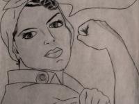 Rosie the Riveter in black and white