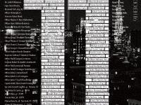 Black-and-white memorial poster featuring the New York City skyline, with the names of fallen 9/11 first responders arranged to form the number “11” and the names of 21 Korean victims listed alongside them.