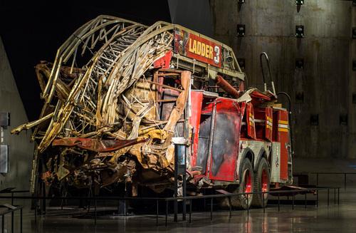 Badly damaged fire truck