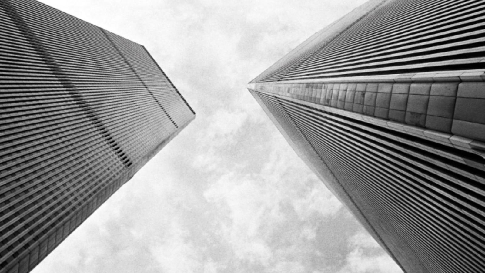 View of the Twin Towers, looking up from below