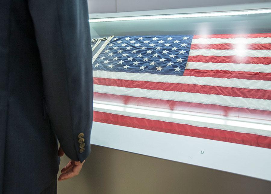 The Ground Zero flag is seen on view at the 9/11 Memorial Museum.