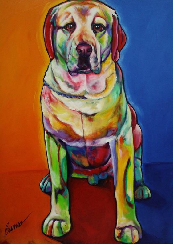 A colorful piece of artwork shows the dog Sirius, who is believed to be the only police dog killed in the attacks on the World Trade Center.
