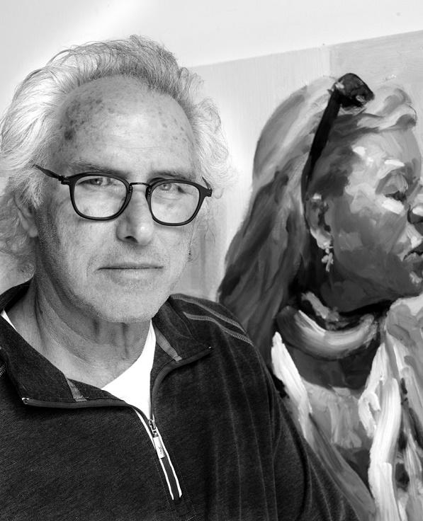 Artist Eric Fischl poses for a portrait in front of his artwork.